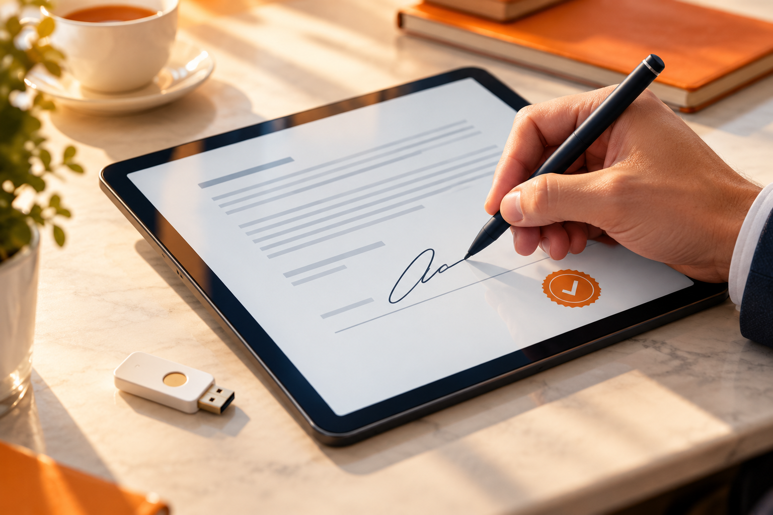 Tablette dijital belge imzalama ve elektronik imza tokenı